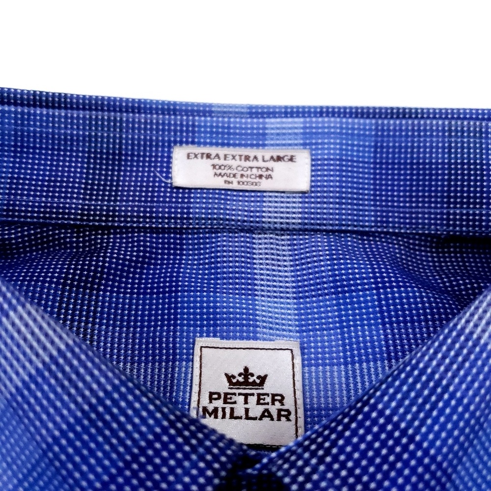 Peter Mlar Blue Windowpane Button Front Shirt - image 3
